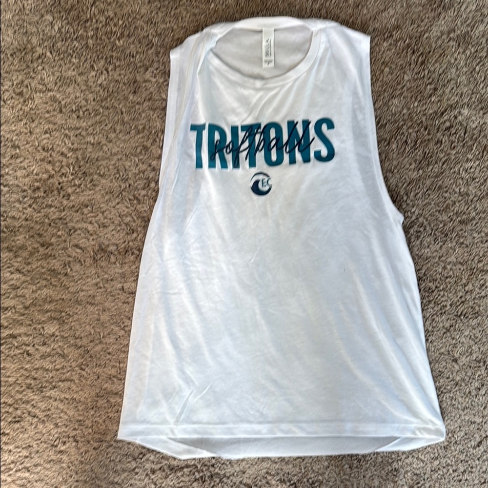 Eckerd College Bella Canvas White Muscle Tee with Blue Graphic